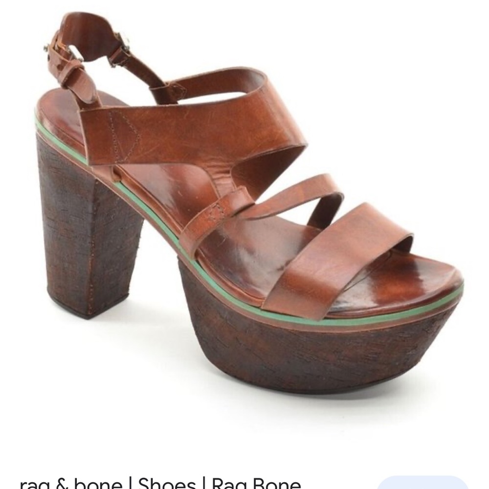 Rag & Bone Newport Brown Cork Platform Heeled Sandals size: 7
